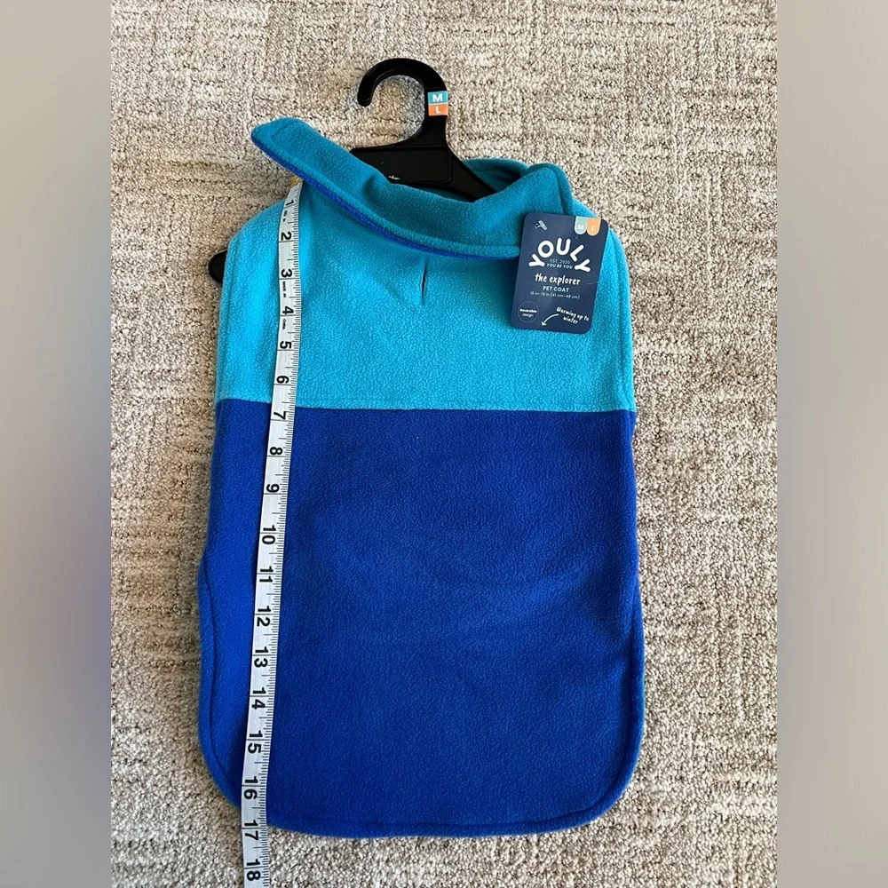 NWT - YOULY - Fleece Pet Coat - M/L - Blue‎